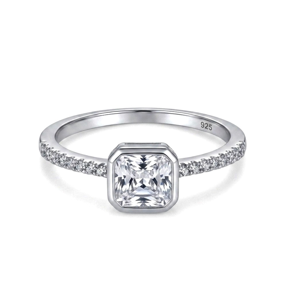 Sterling Silver Contemporary Style Engagement Ring