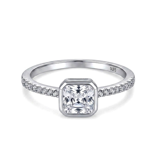 Sterling Silver Contemporary Style Engagement Ring