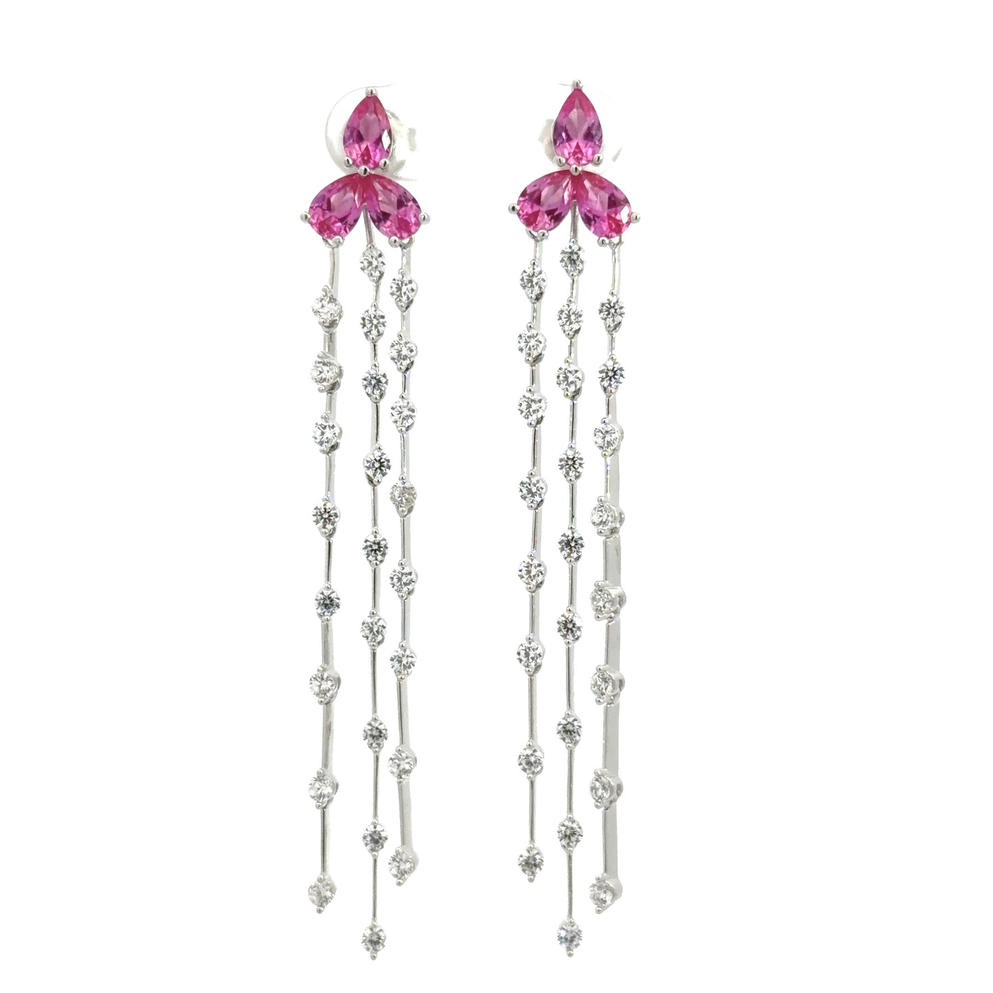 Sterling Silver Cubic Zirconia Chandelier Earrings