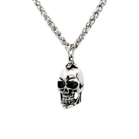 Stainless Steel Rustic Skull Pendant