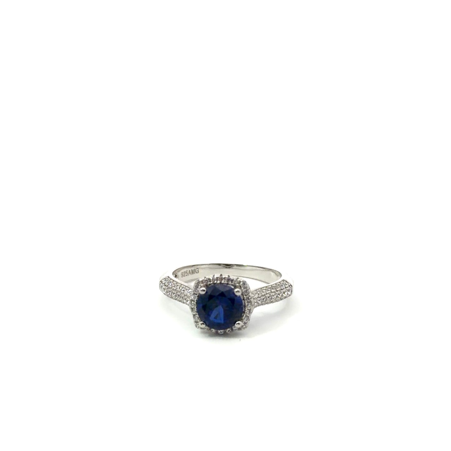 Sterling Silver Sapphire Round Cut Ring