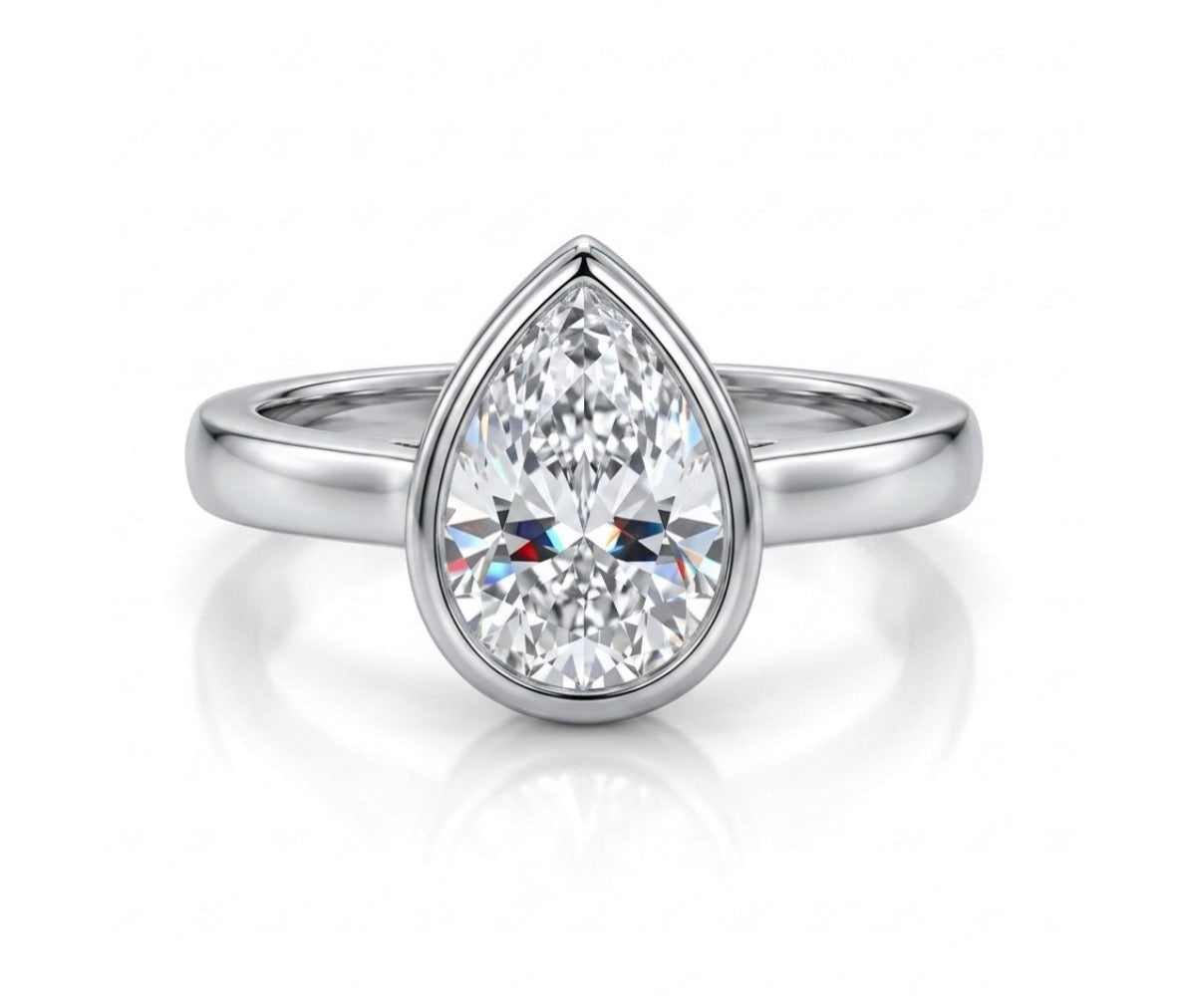 Sterling Silver Teardrop-cut Solitaire Ring
