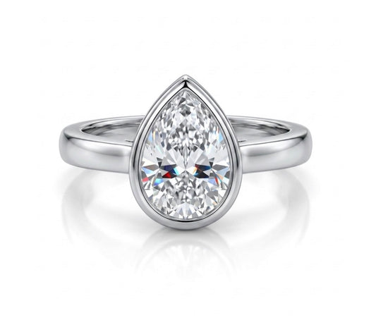 Sterling Silver Teardrop-cut Solitaire Ring