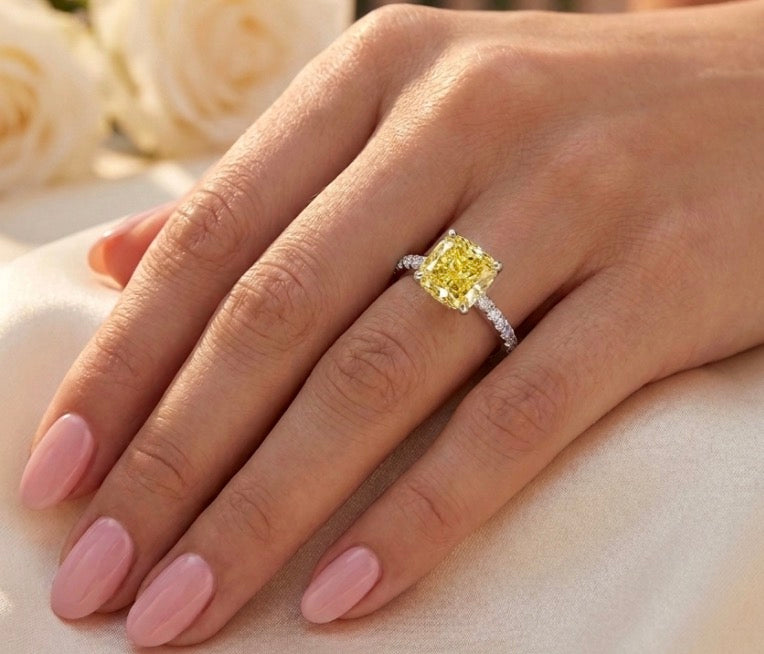 Sterling Silver Cushion cut Cubic Zirconia Ring