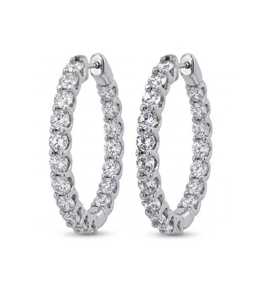 Inside-Out Round Shape 1.25-inch 5.40 ct. Hoop Earrings