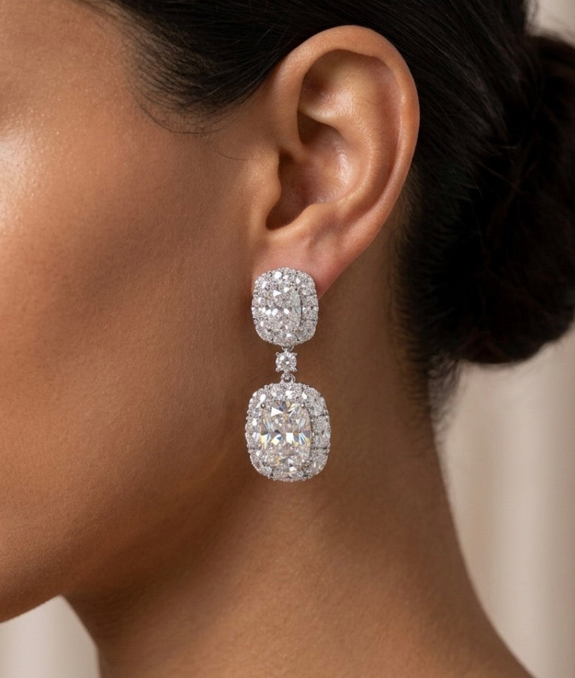 Sterling Silver Elegant Double Drop Earrings