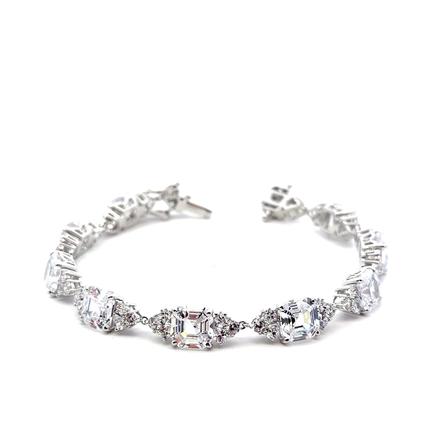 Sterling Silver Luxurious Asscher Cut Bracelet