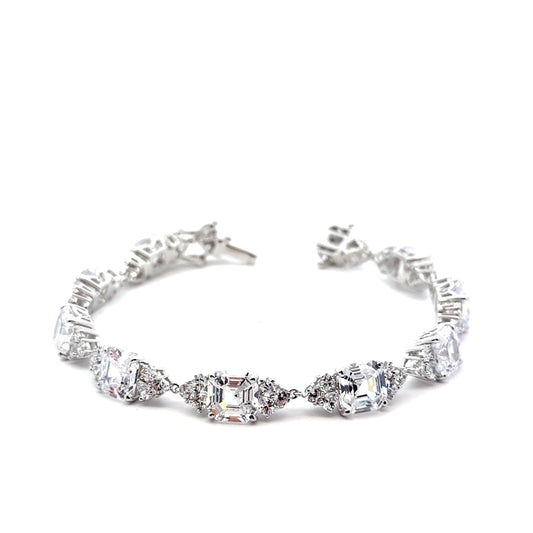 Sterling Silver Luxurious Asscher Cut Bracelet