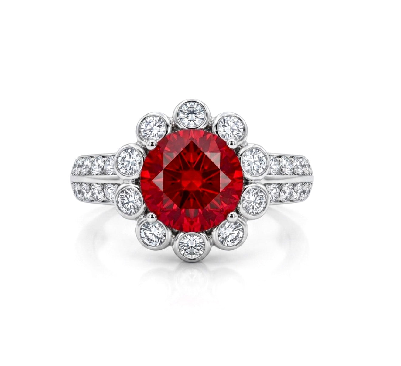 Sterling Silver Brilliant-cut Floral Design
