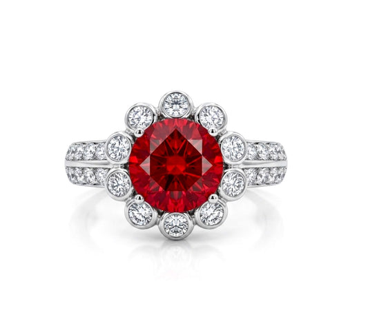 Sterling Silver Brilliant-cut Floral Design