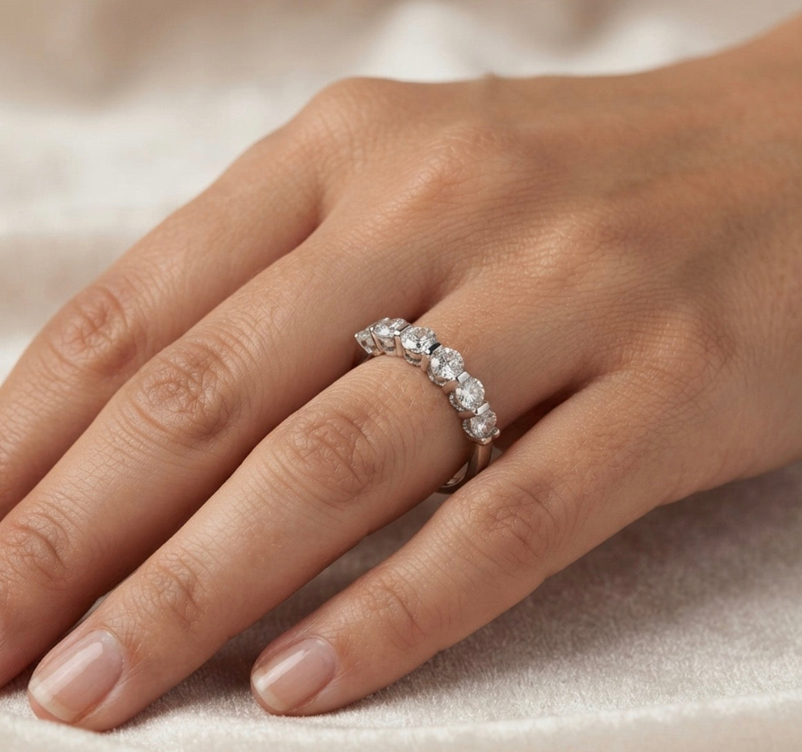 Sterling Silver Half Eternity Ladies Band##