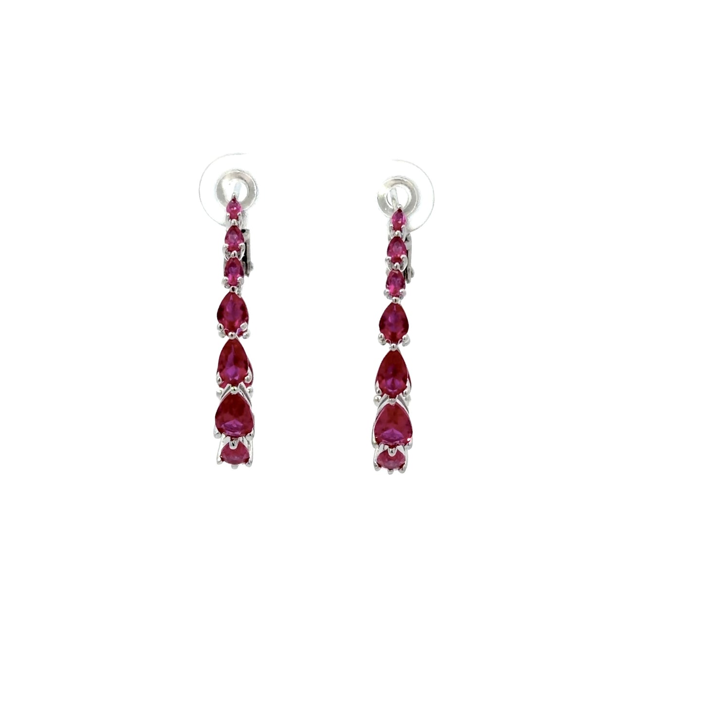 Pear Shaped Cubic Zirconia Medium  Hoop Earrings