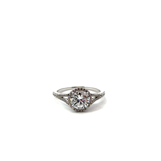 Sterling Silver Halo Engagement Ring