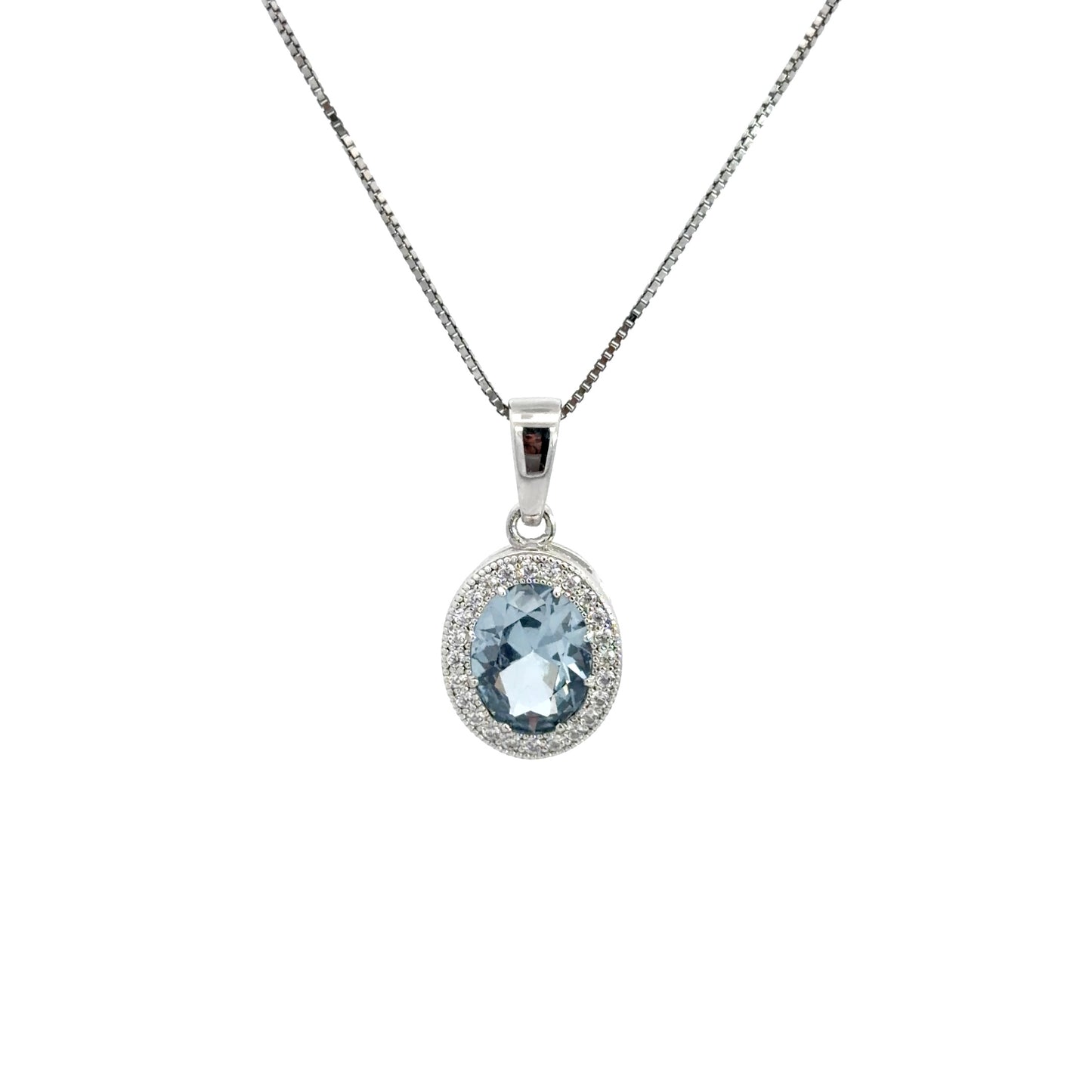 Aquamarine Cubic Zirconia Pendant Necklace