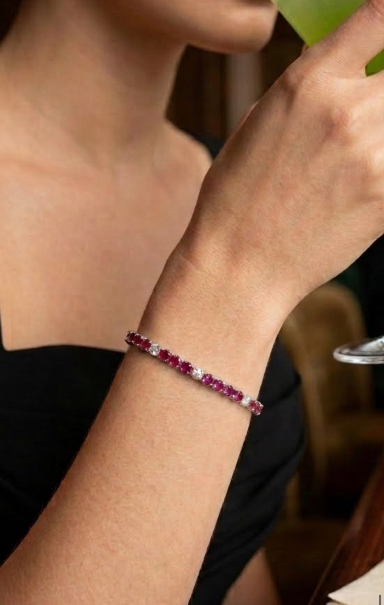 Sterling Silver Alternating Color Tennis Bracelet