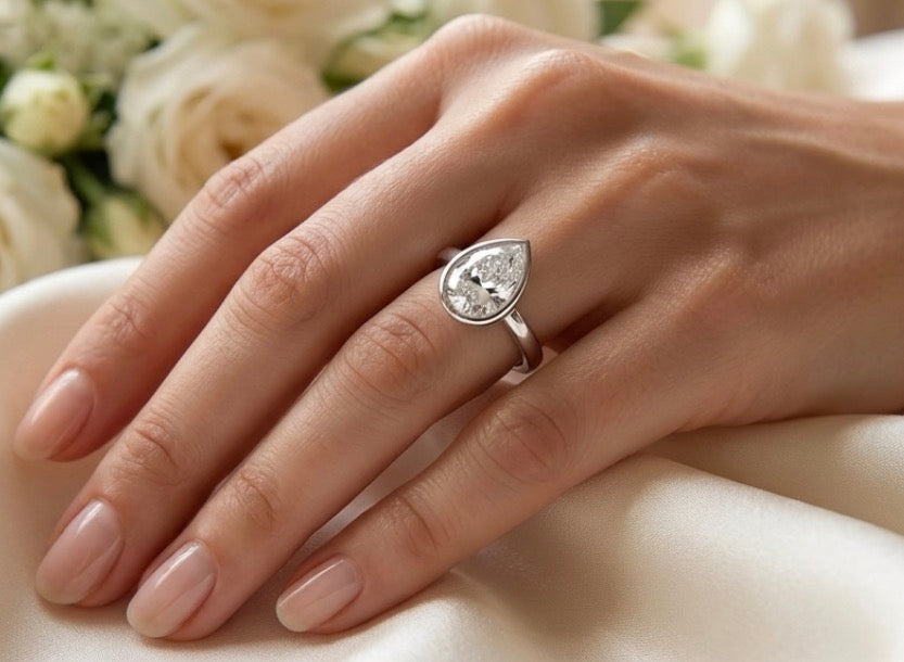 Sterling Silver Teardrop-cut Solitaire Ring