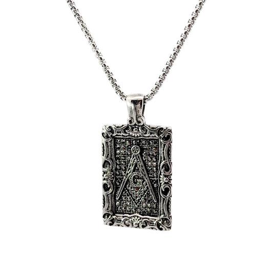 Stainless Steel Masonic Square & Compass Pendant