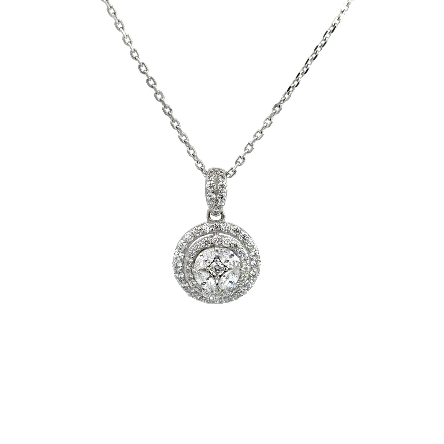 Double Halo Cubic Zirconia Necklace