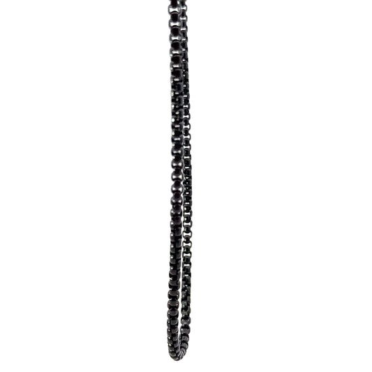 Men's Matte Black Stainless Steel Round Box Chain Necklace