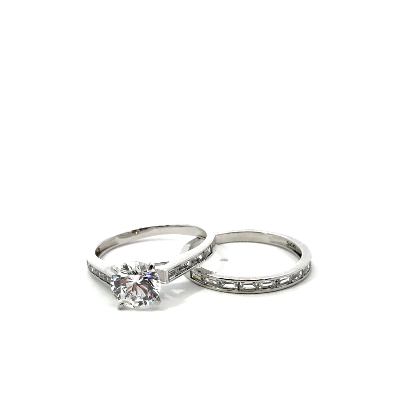 Sterling Silver Brilliant Wedding Ring Set