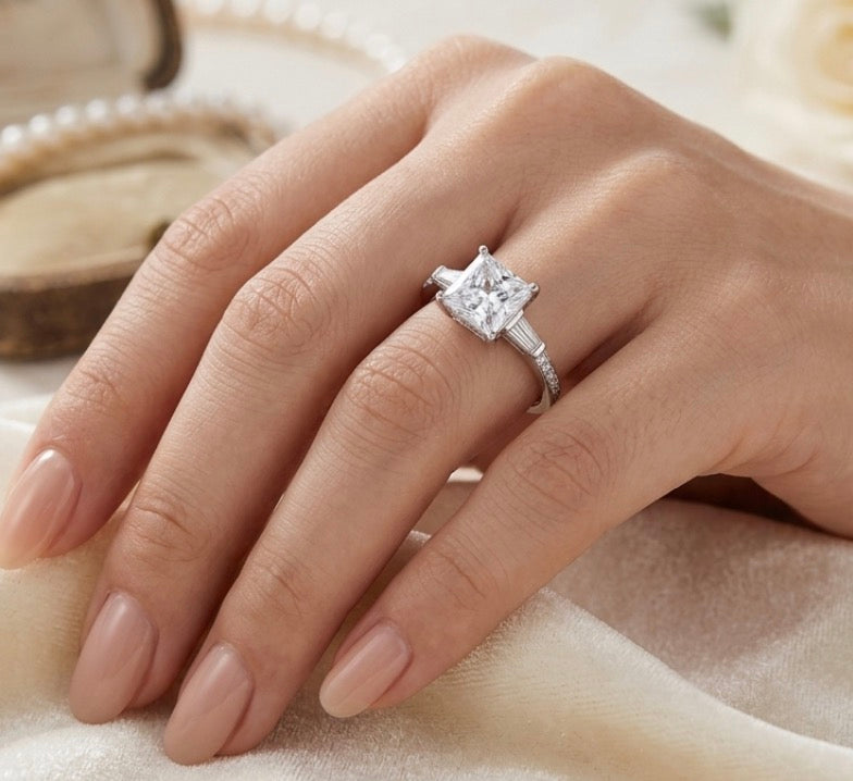 Sterling Silver Princesses-cut Ring