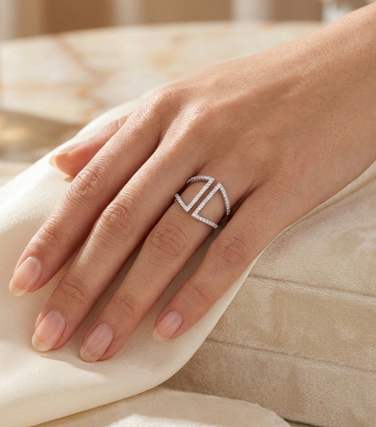 Sterling silver Cubic Zirconia Open Frame Ring