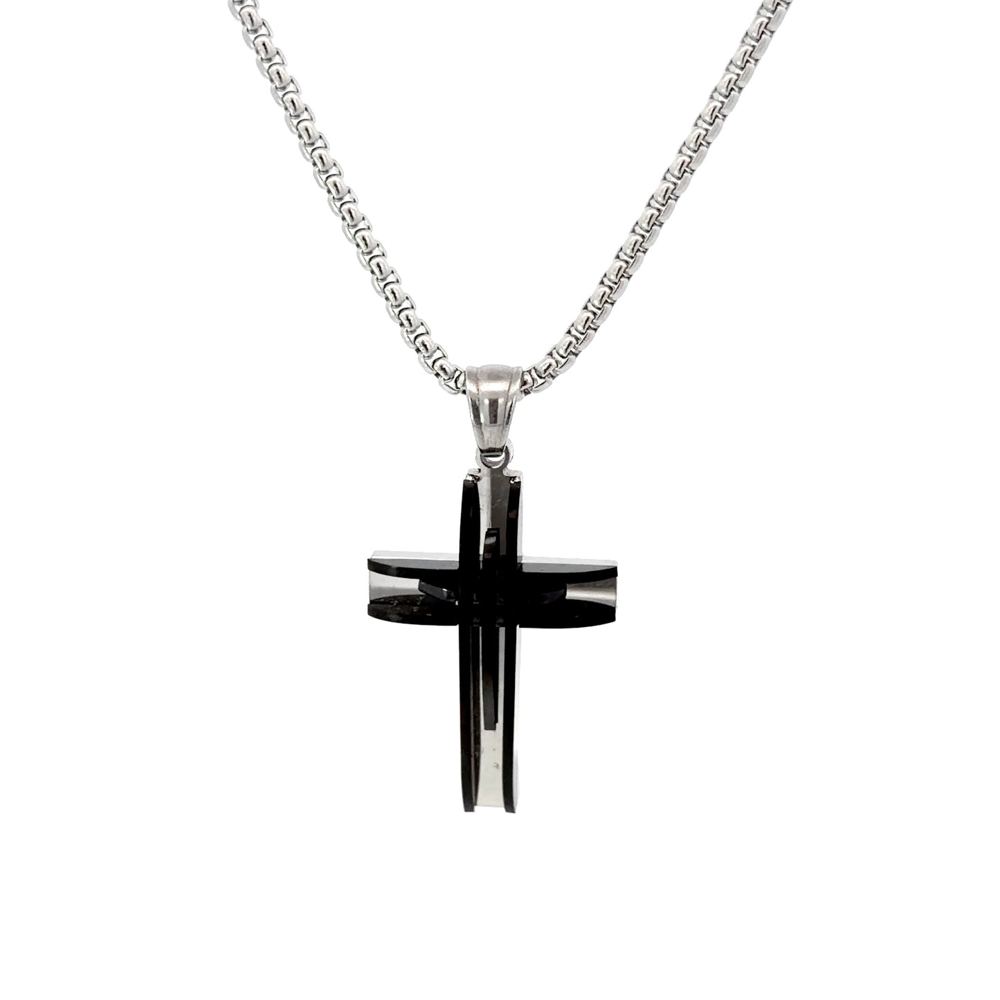 Multi-Layered Stainless Steel Cross Pendant