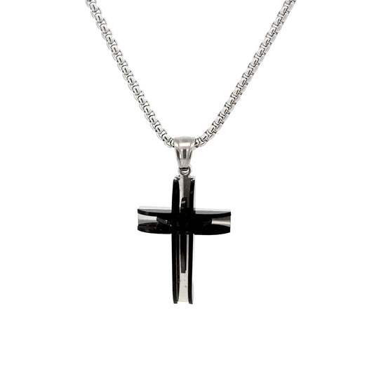 Multi-Layered Stainless Steel Cross Pendant