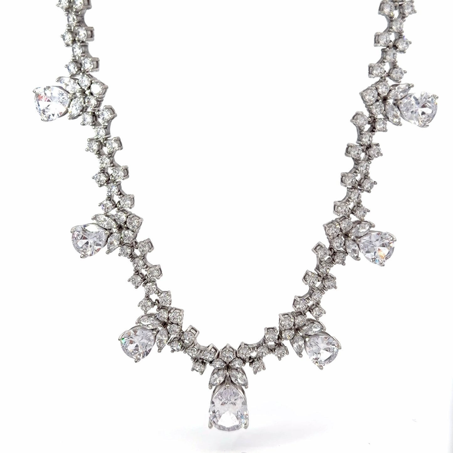 Sterling Silver Elegant Cubic Zirconia Collar Necklace