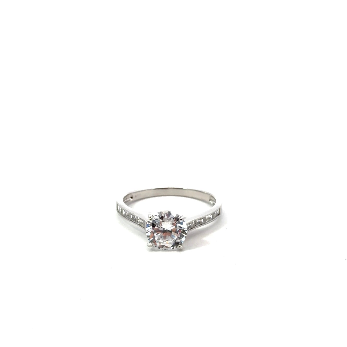Sterling Silver Radiant Cut Engagement Ring
