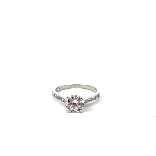 Sterling Silver Radiant Cut Engagement Ring