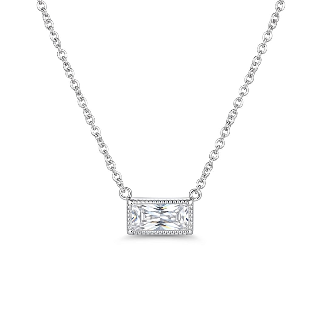 Sterling Silver Emerald Cut Necklace