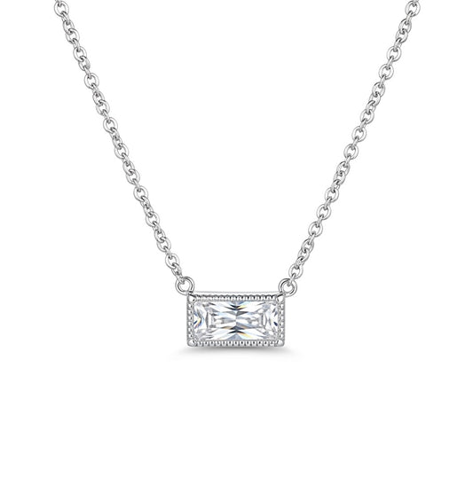 Sterling Silver Emerald Cut Necklace