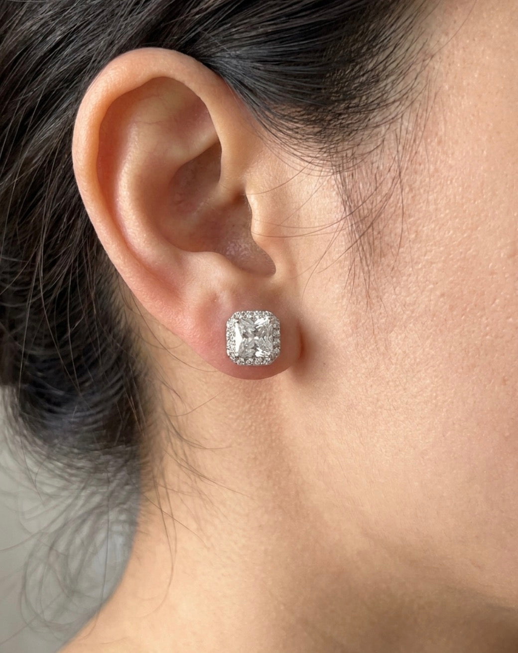 Sterling Silver Cushion cut Earrings
