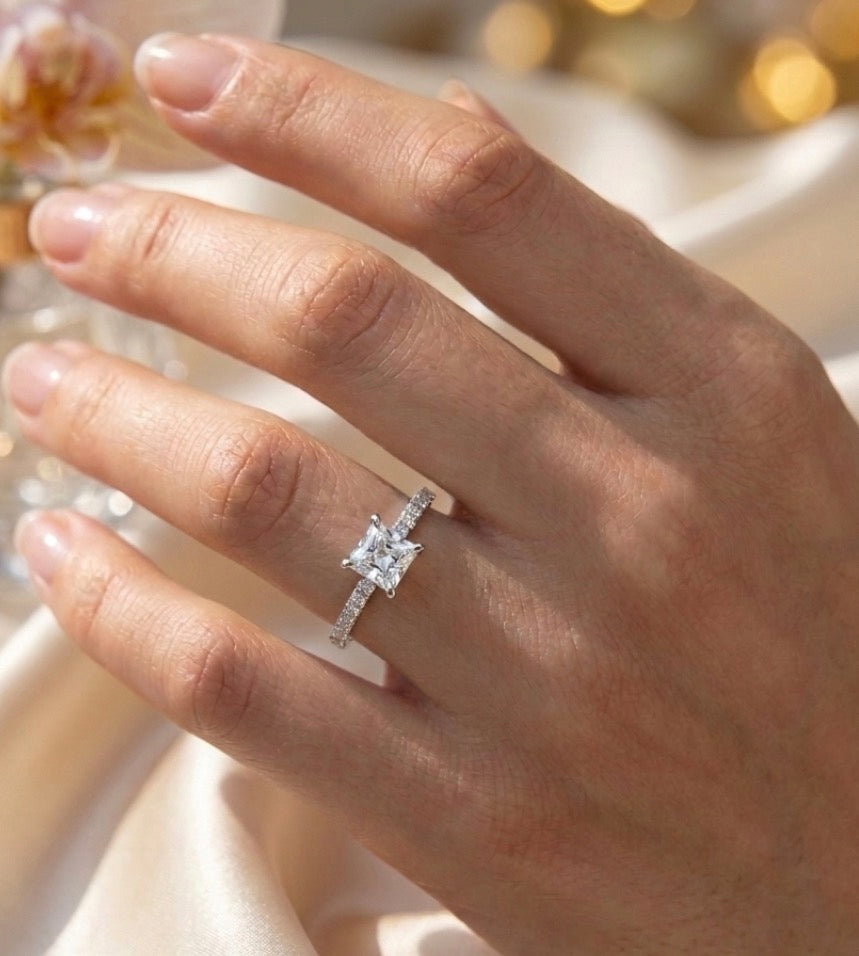 Sterling Silver 4-prongs Asscher-cut Ring