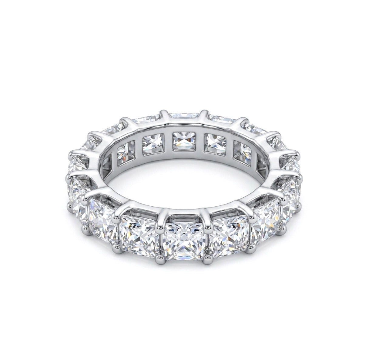 Sterling Silver Asscher-cut Eternity Ladies Band