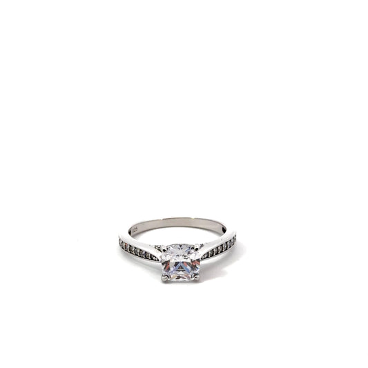 Sterling Silver Princess Cut Engagement Ring