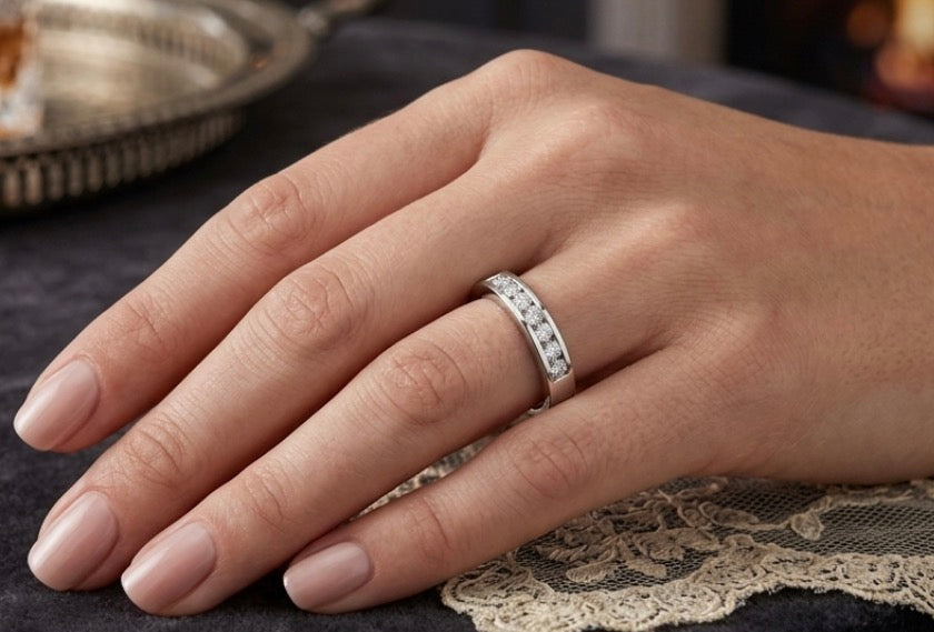 Sterling Silver Channel-set Ladies Band