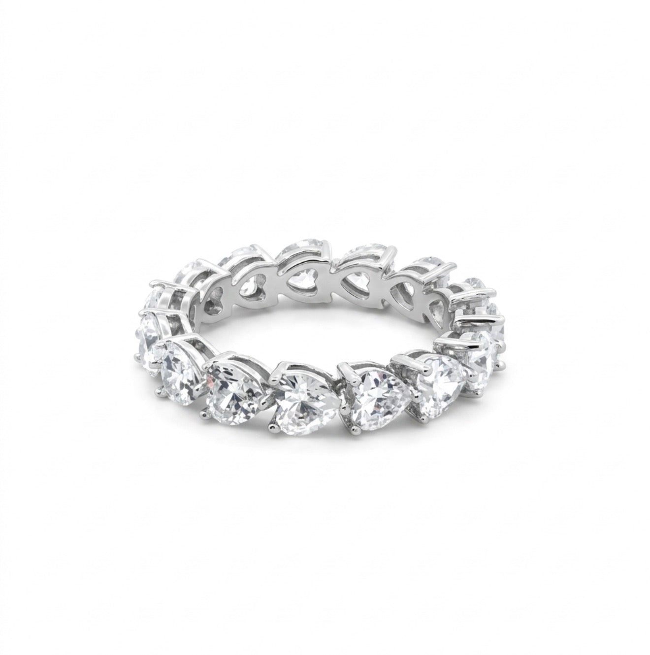 Sterling Silver Heart Shaped Eternity Ladies Band
