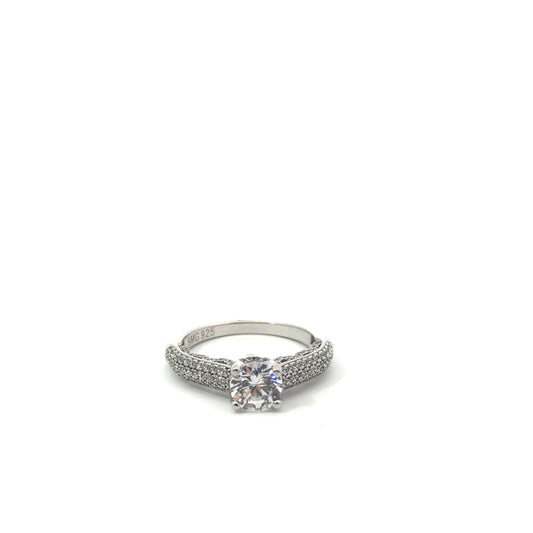 Sterling Silver Solitaire Cubic Zirconia Ring