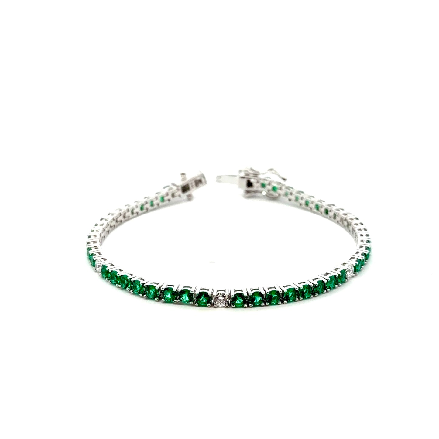 Sterling Silver Alternating Color Tennis Bracelet