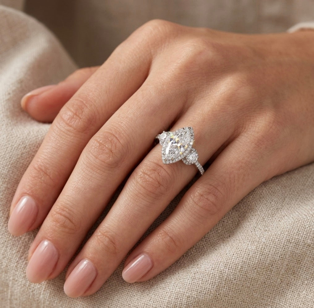 Sterling Silver Marquise Cut Ring