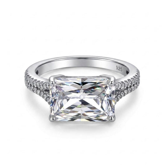 Sterling Silver Emerald-cut Stone Ring