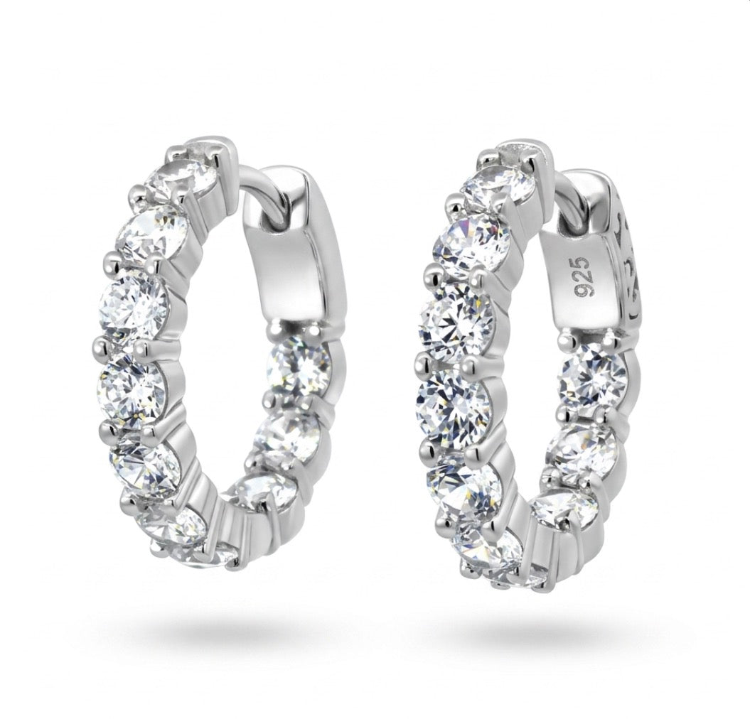Inside-Out  Round Shape 1.00-inch 4.00 ct. Hoop Earrings