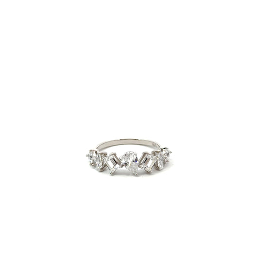 Sterling Silver Multi-Cut Half Eternity Band