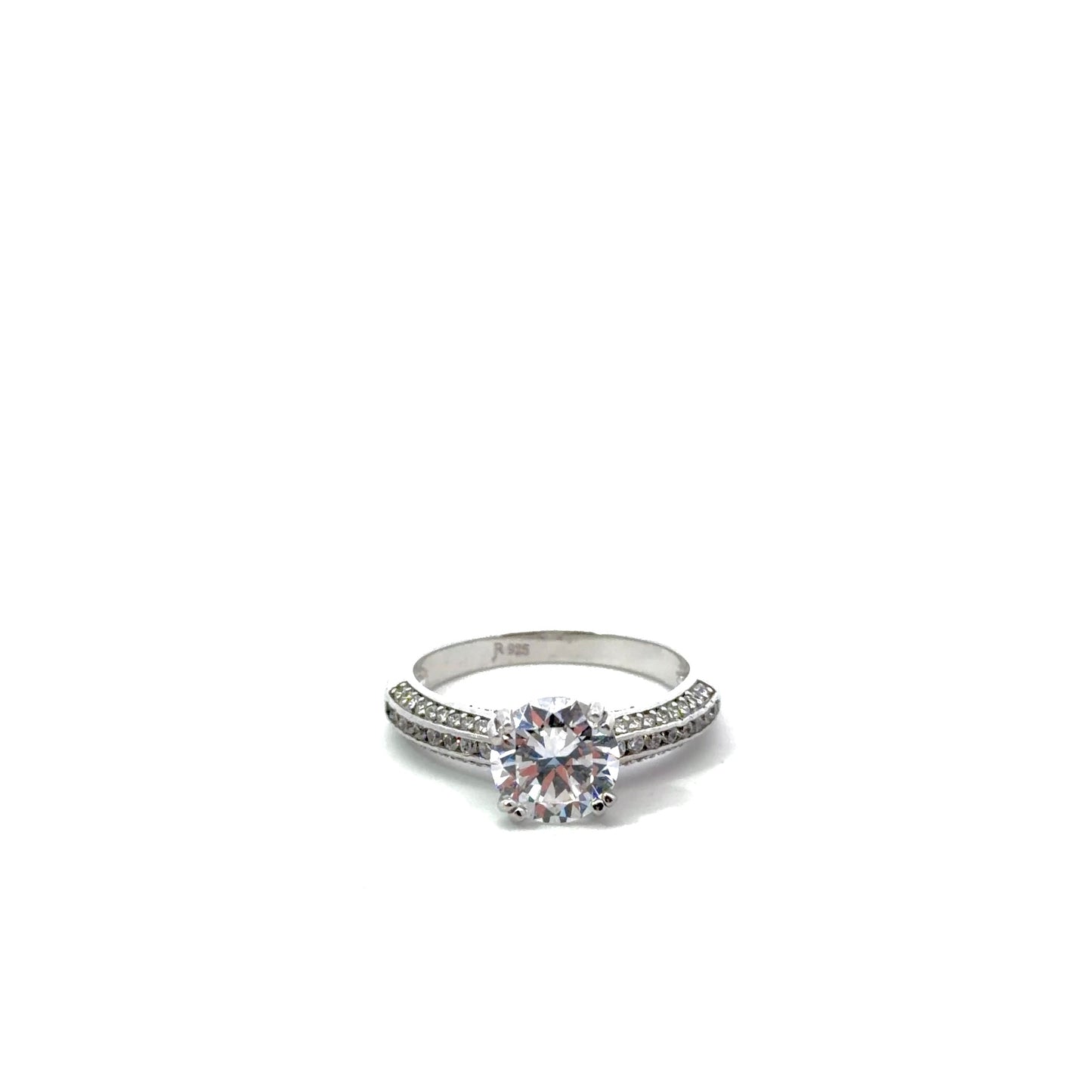 Sterling Silver Pavé Encrusted Engagement Ring