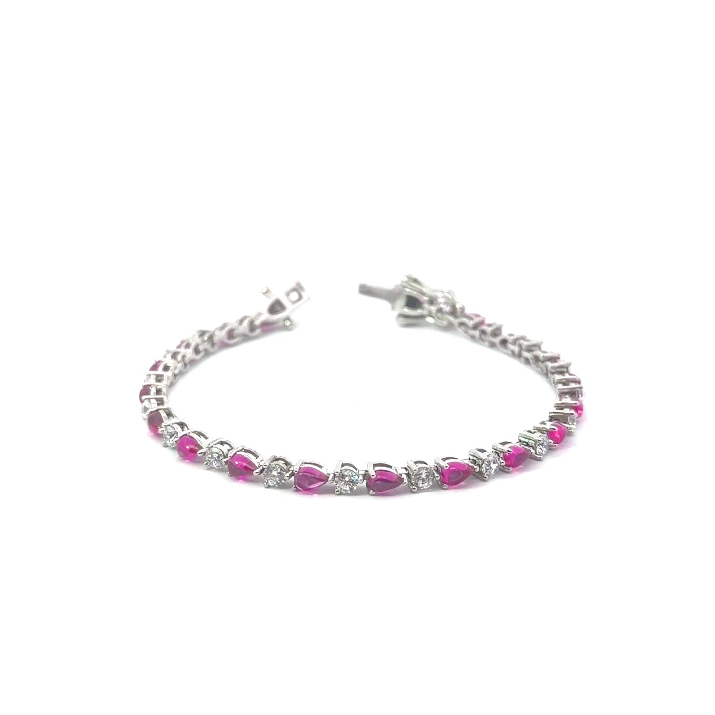 Sterling Silver Vibrant Teardrop Tennis Bracelet
