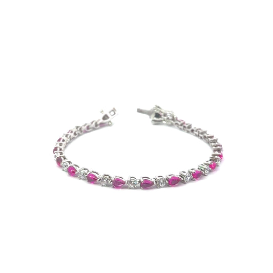 Sterling Silver Vibrant Teardrop Tennis Bracelet