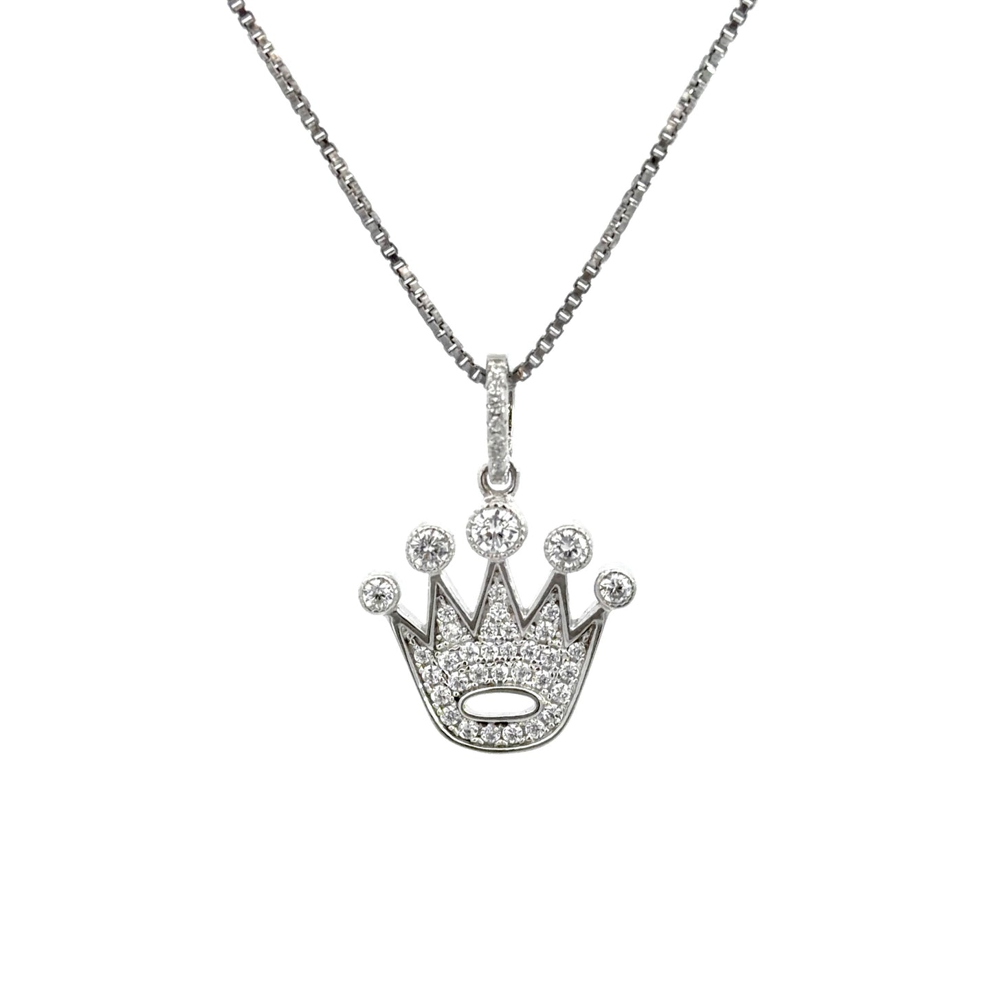 Cubic Zirconia Regal Crown Necklace