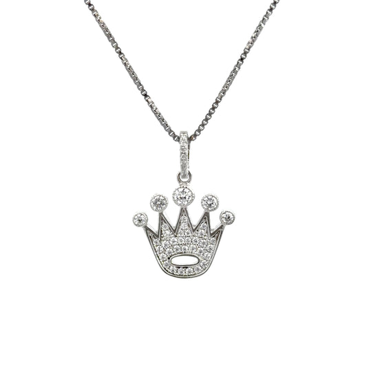 Cubic Zirconia Regal Crown Necklace